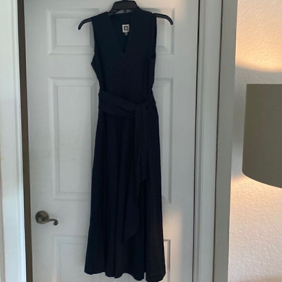 NWT Anne Klein black linen maxi dress size XS - Picture 1 of 6
